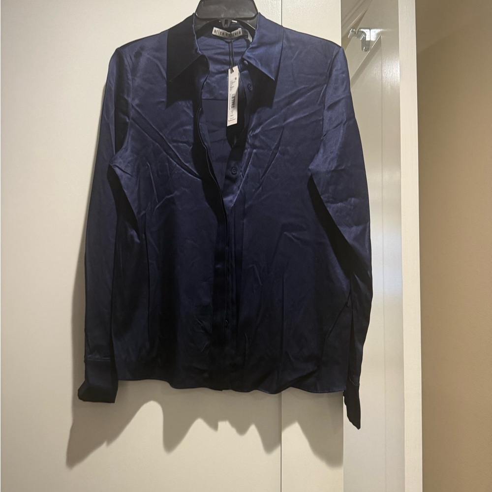 Alice & Olivia Brady Silk slim Stretch Blouse
